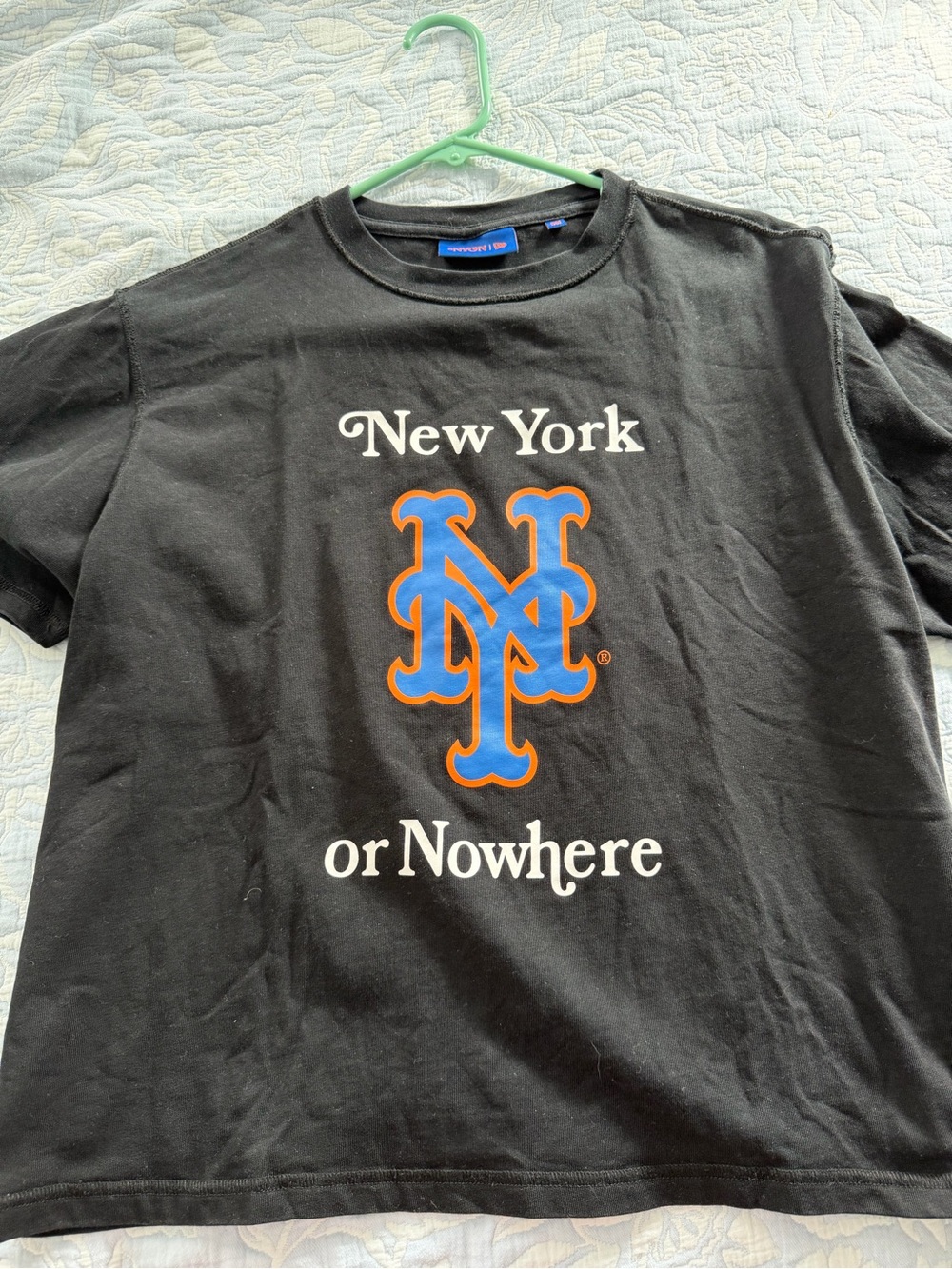 New Era Black Short-Sleeve Tee with Blue and Orange NY Mets Logo